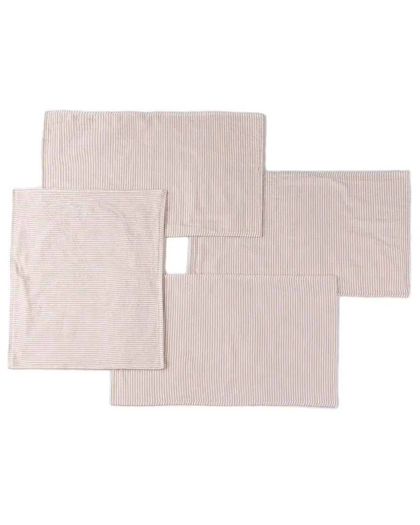 Cape Cod Seersucker Placemats Set of 4 - Taupe, Cotton image