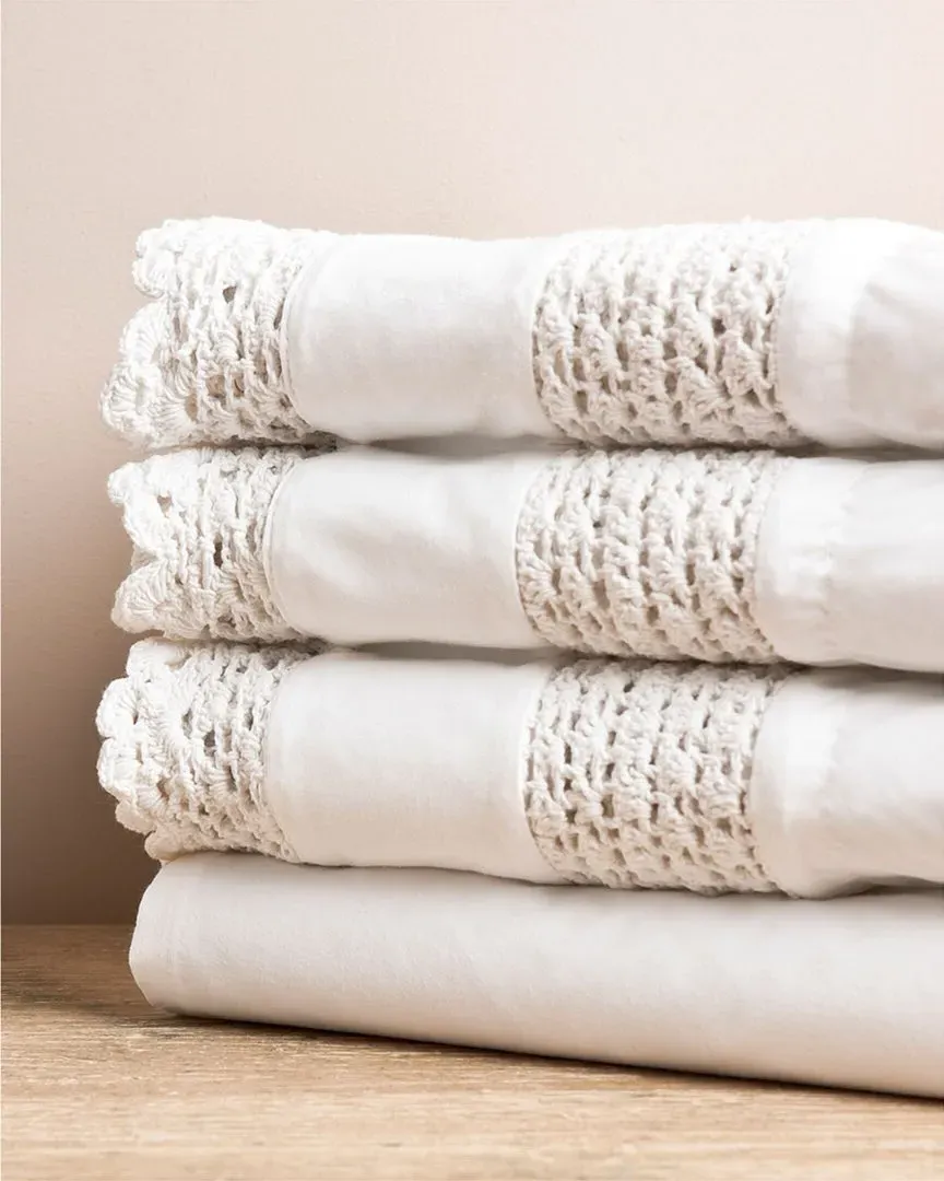 Crochet Sheet Set - White, Cotton image