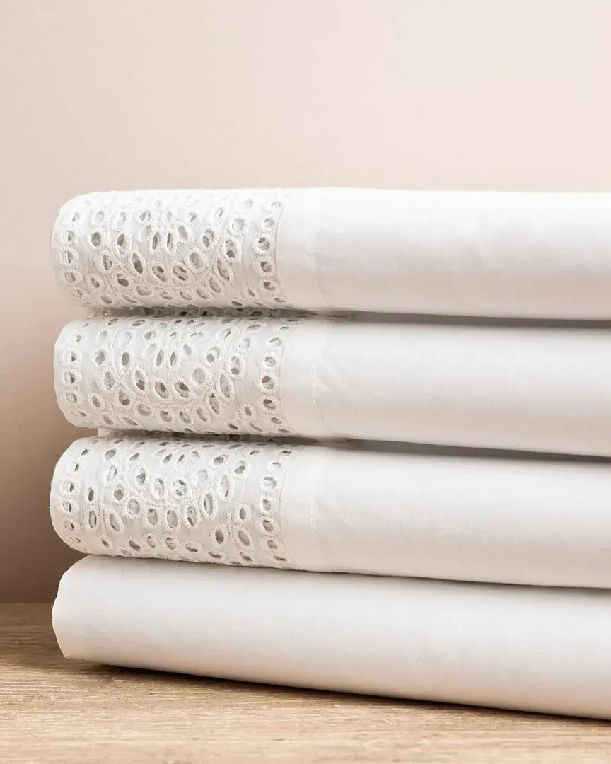Eyelet Sheet Set - White, Cotton image