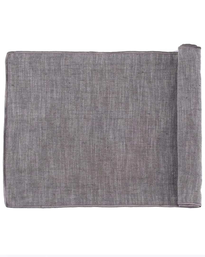 Harlow 60in Table Runner - Charcoal, Linen image