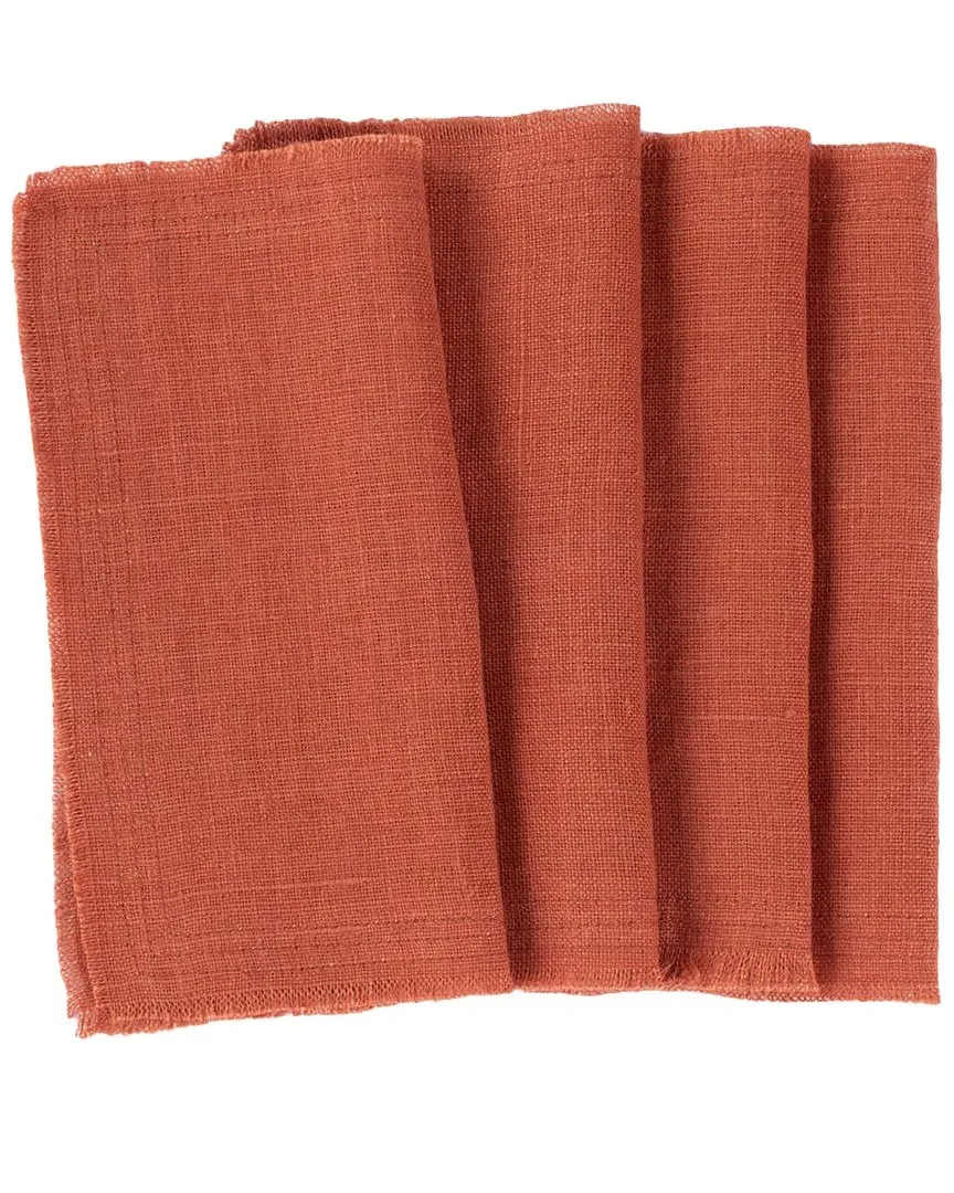 Ranier Set of 4 Cocktail Napkins - Burnt Sienna, Linen