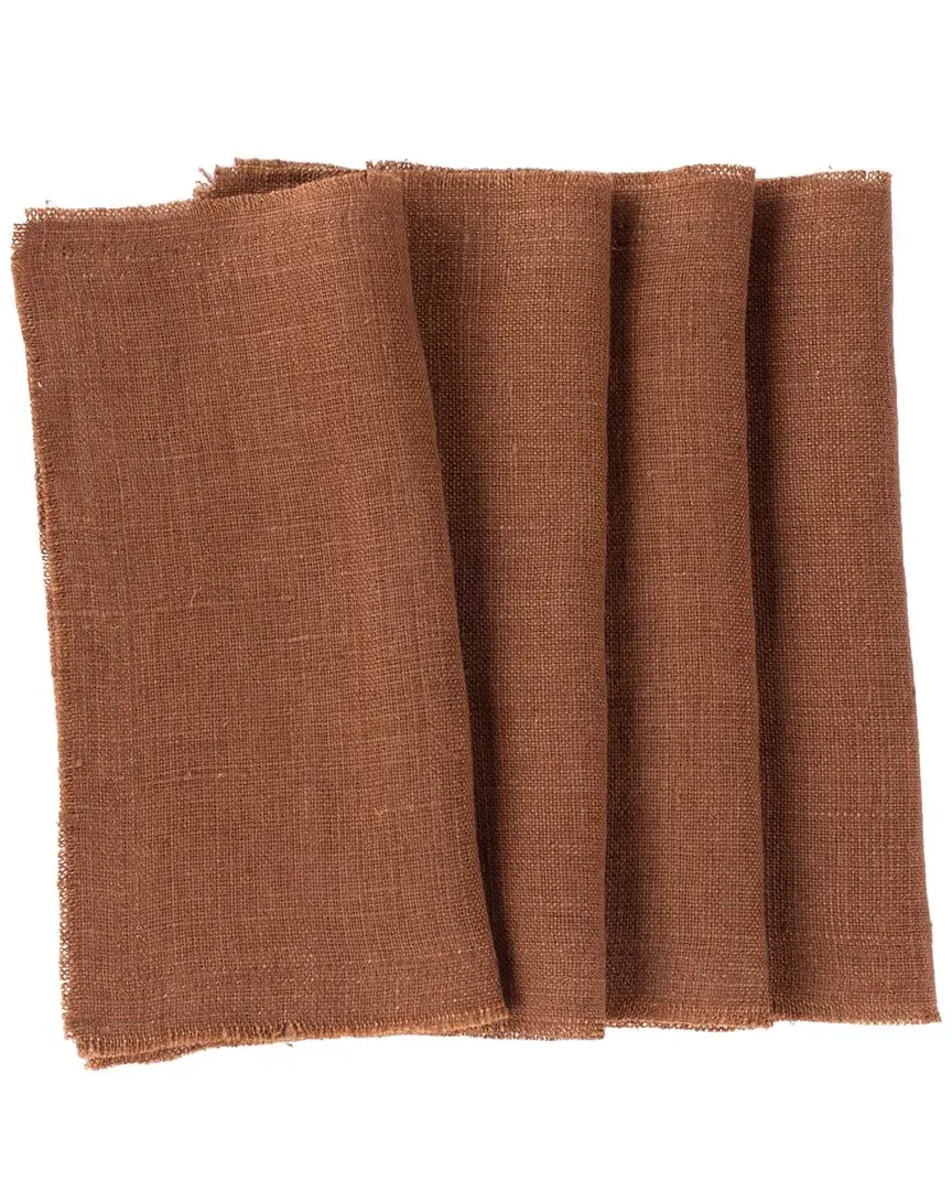 Ranier Set of 4 Cocktail Napkins - Saddle, Linen