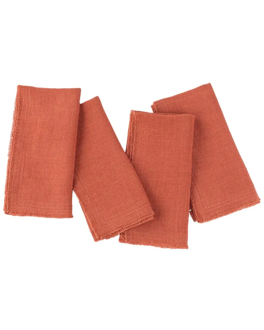 Ranier Set of 4 Dinner Napkins - Burnt Sienna, Linen