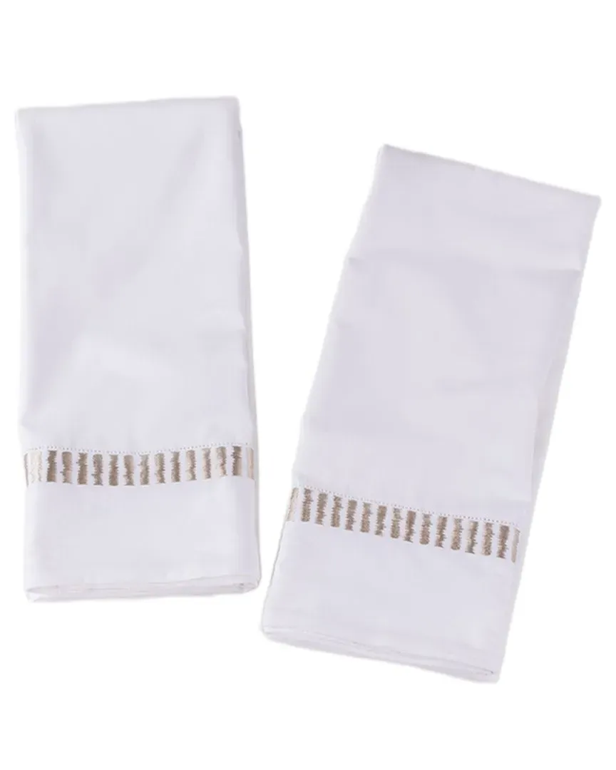 Savona Set of 2 Guest Towels - Oyster, Cotton