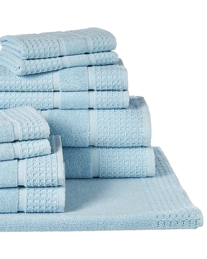Set of 11 Turkish Waffle Terry Towels - Seafoam