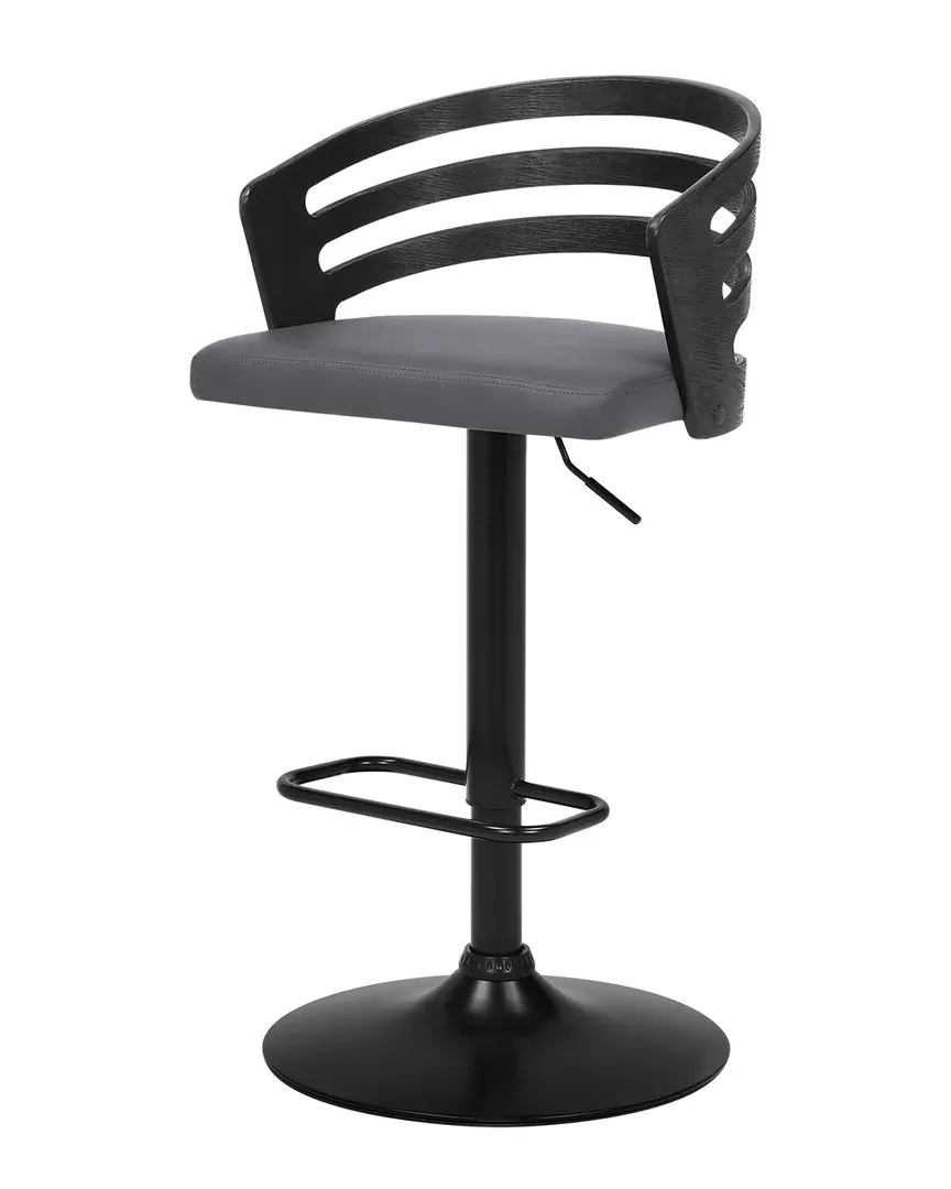 Adele Adjustable Height Swivel Bar Stool - Gray, Faux Leather