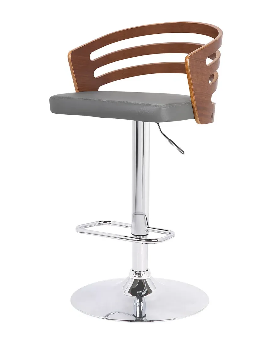 Adele Adjustable Swivel Barstool - Grey, Faux Leather