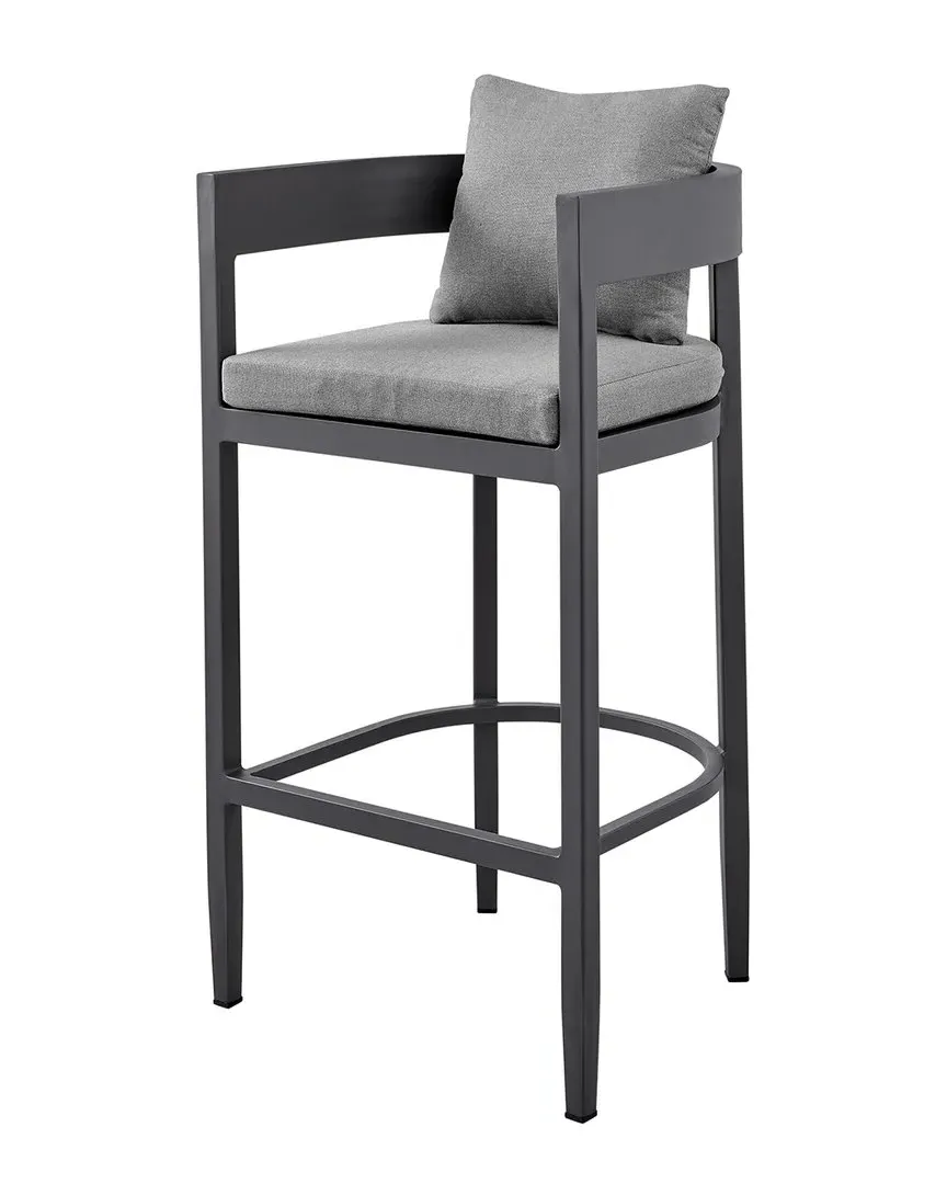 Argiope Outdoor Counter Height Bar Stool - Grey, Aluminum