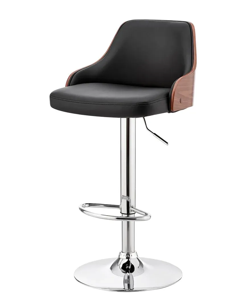 Asher Adjustable Bar Stool - Black, Faux Leather image