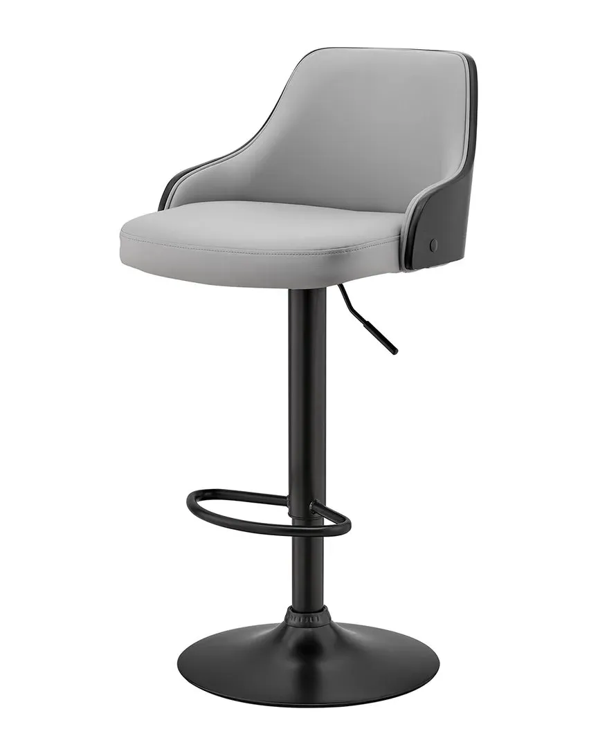 Asher Adjustable Bar Stool - Grey, Faux Leather image