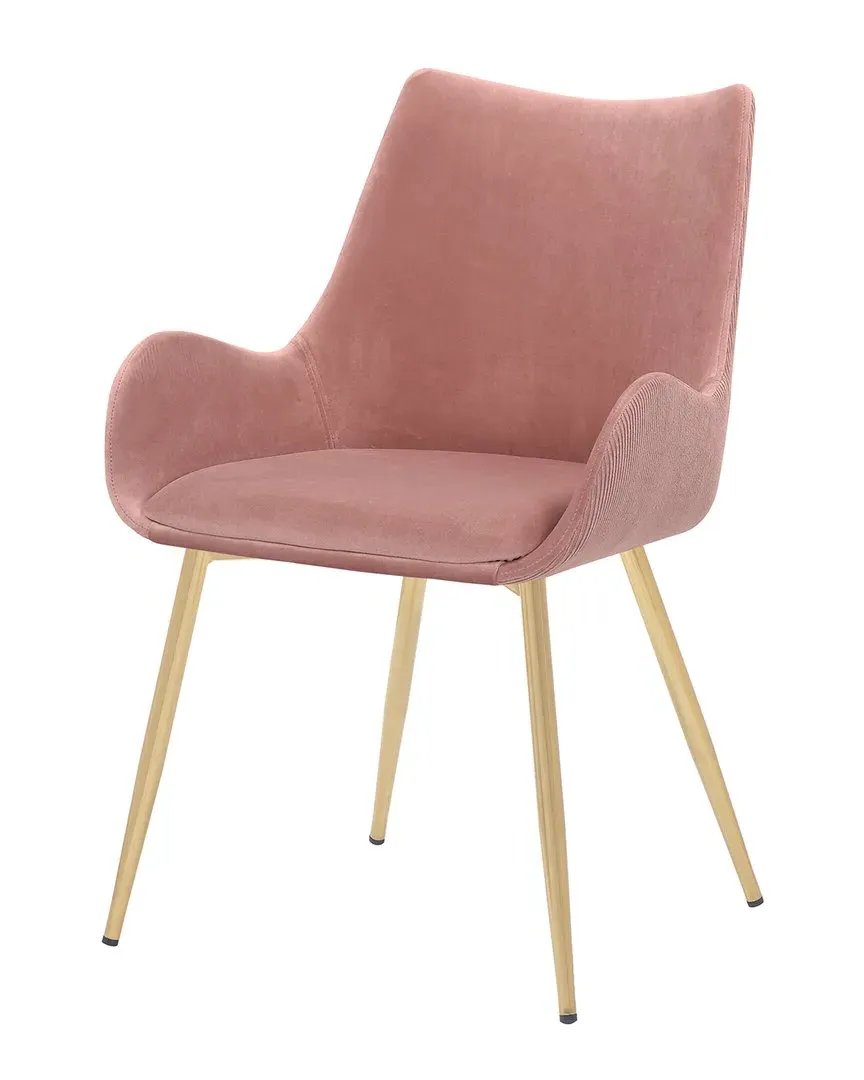 Avery Dining Chair with Gold Legs - Pink, Fabric