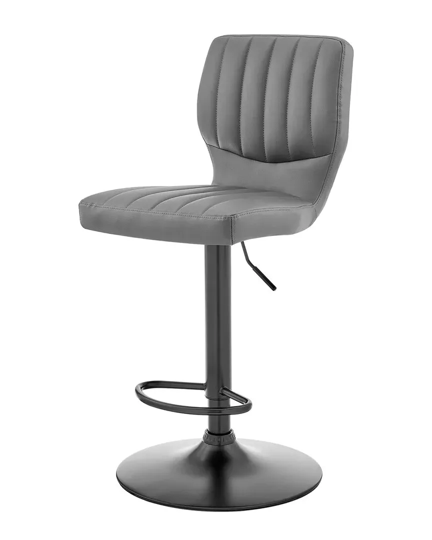 Bardot Adjustable Swivel Bar Stool - Grey, Faux Leather