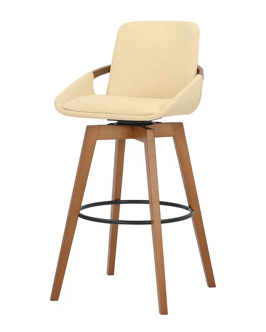 Baylor 30in Swivel Bar Stool - Cream, Walnut Wood image