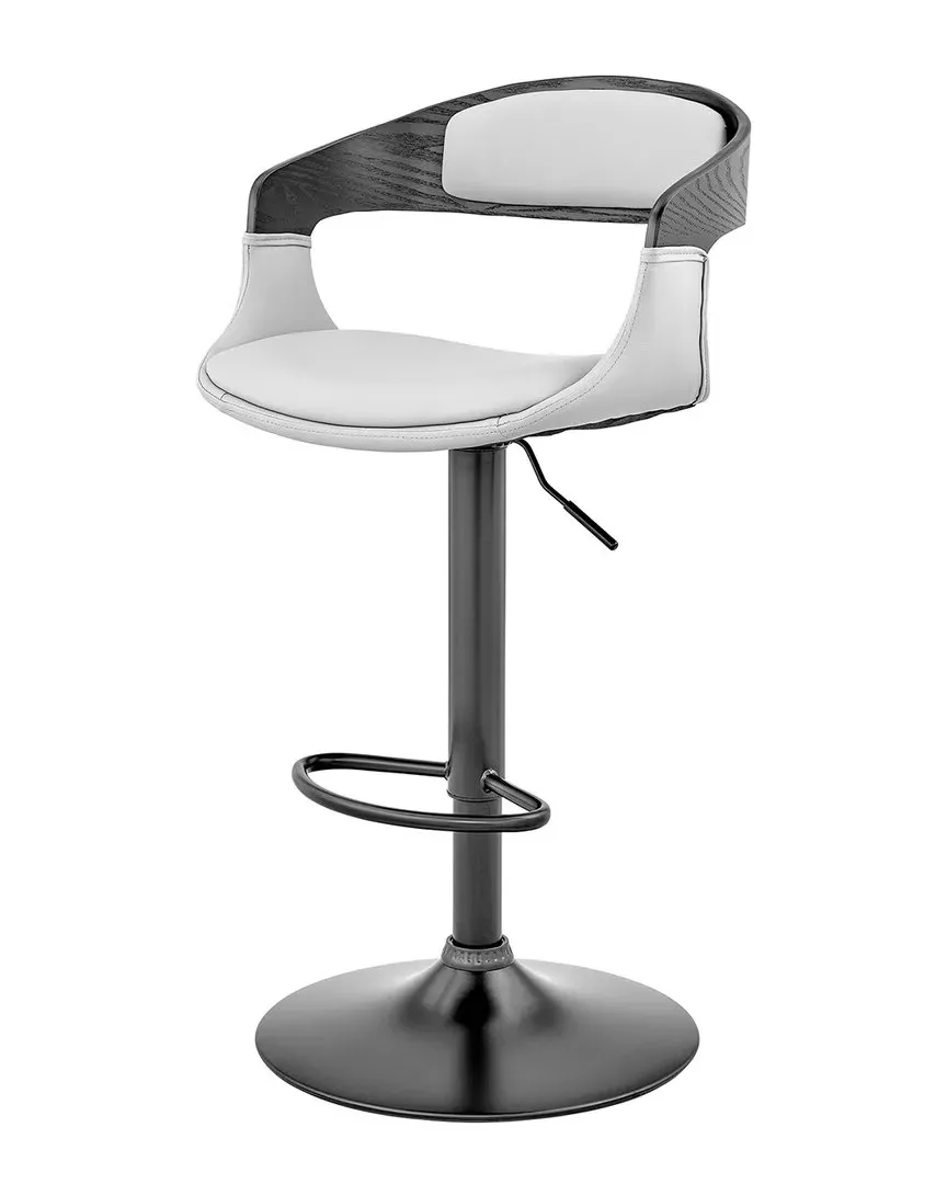 Benson Adjustable Bar Stool with Swivel - Gray, Faux Leather