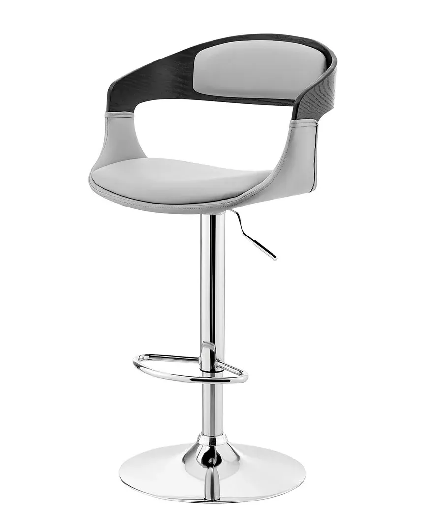 Benson Adjustable Bar Stool with Swivel - Gray, Faux Leather