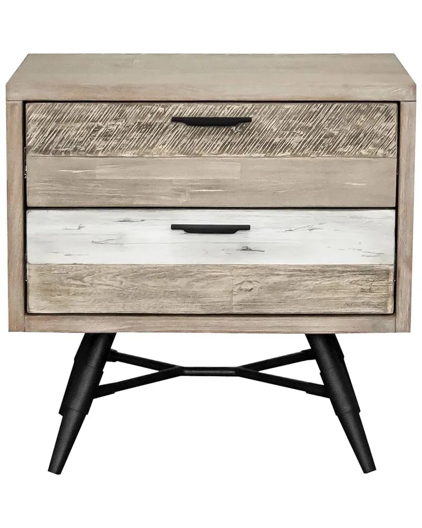 Bridges 2 Drawer Nightstand - Grey, Acacia Wood image