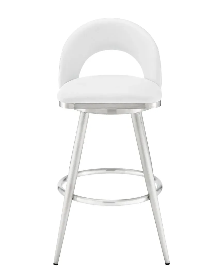 Charlotte 26in Swivel Counter Stool - White, Faux Leather