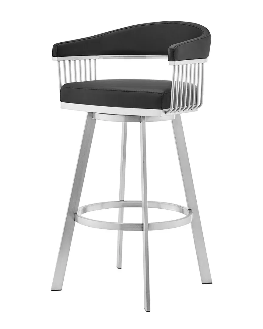 Chelsea 26" Swivel Bar Stool - Black, Faux Leather image