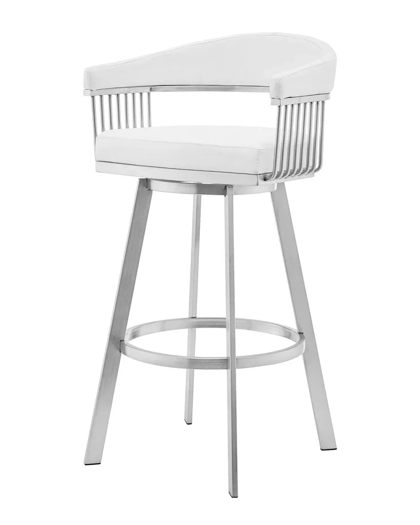 Chelsea 30" Swivel Bar Stool - White, Faux Leather