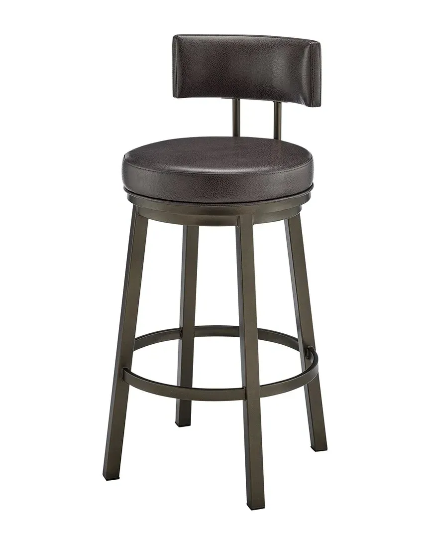 Dalza Swivel Bar Stool - Brown, Faux Leather image