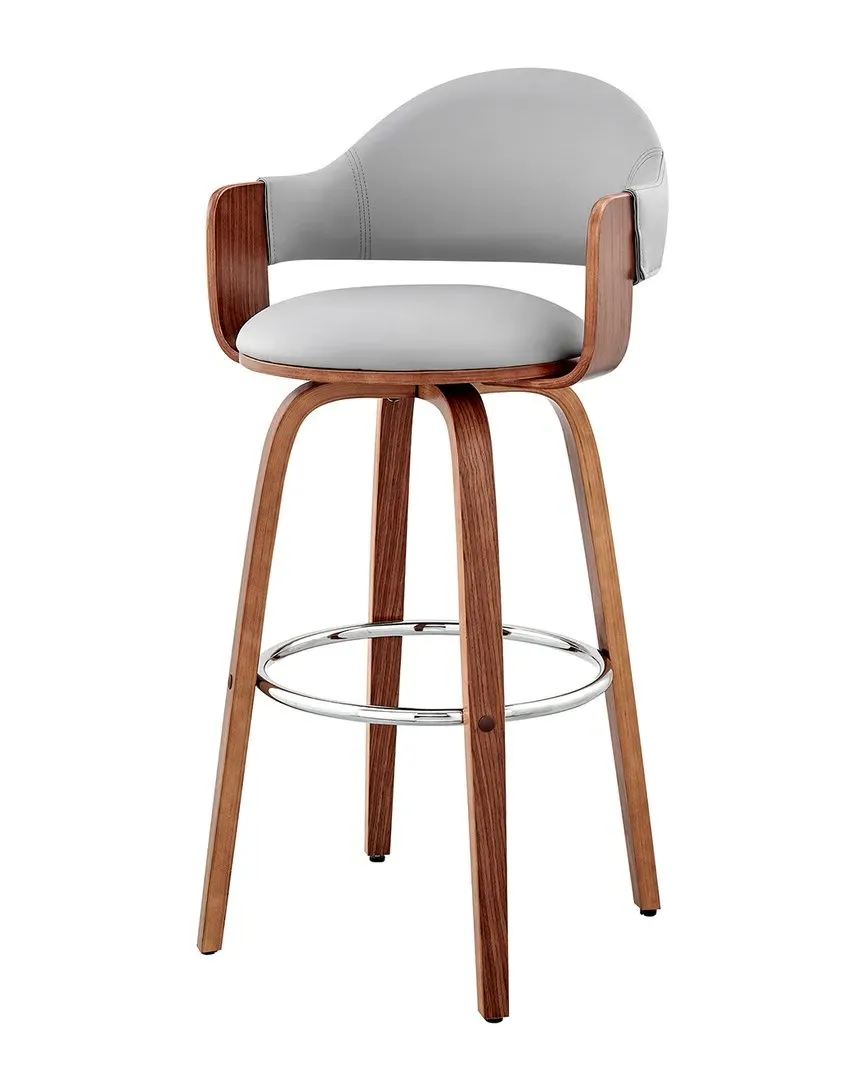 Daxton 30In Swivel Bar Stool with Footrest - Gray, Walnut