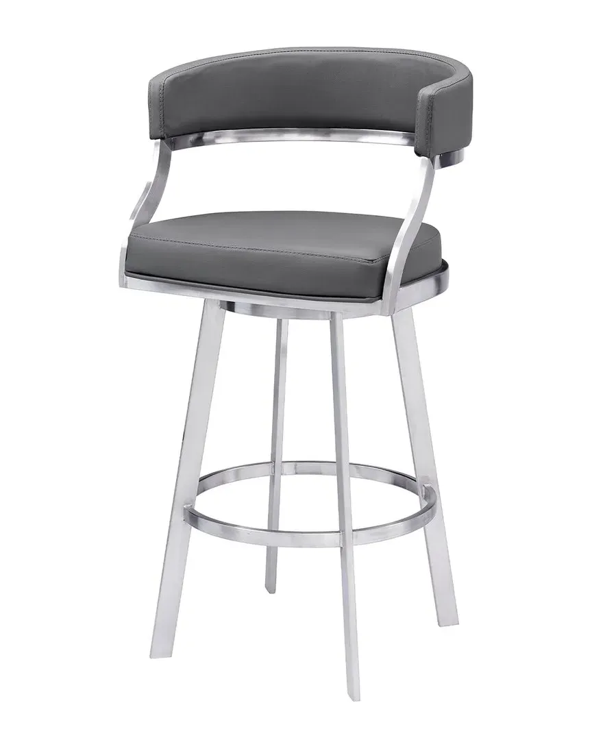 Dione 26" Counter Height Bar Stool - Grey, Faux Leather