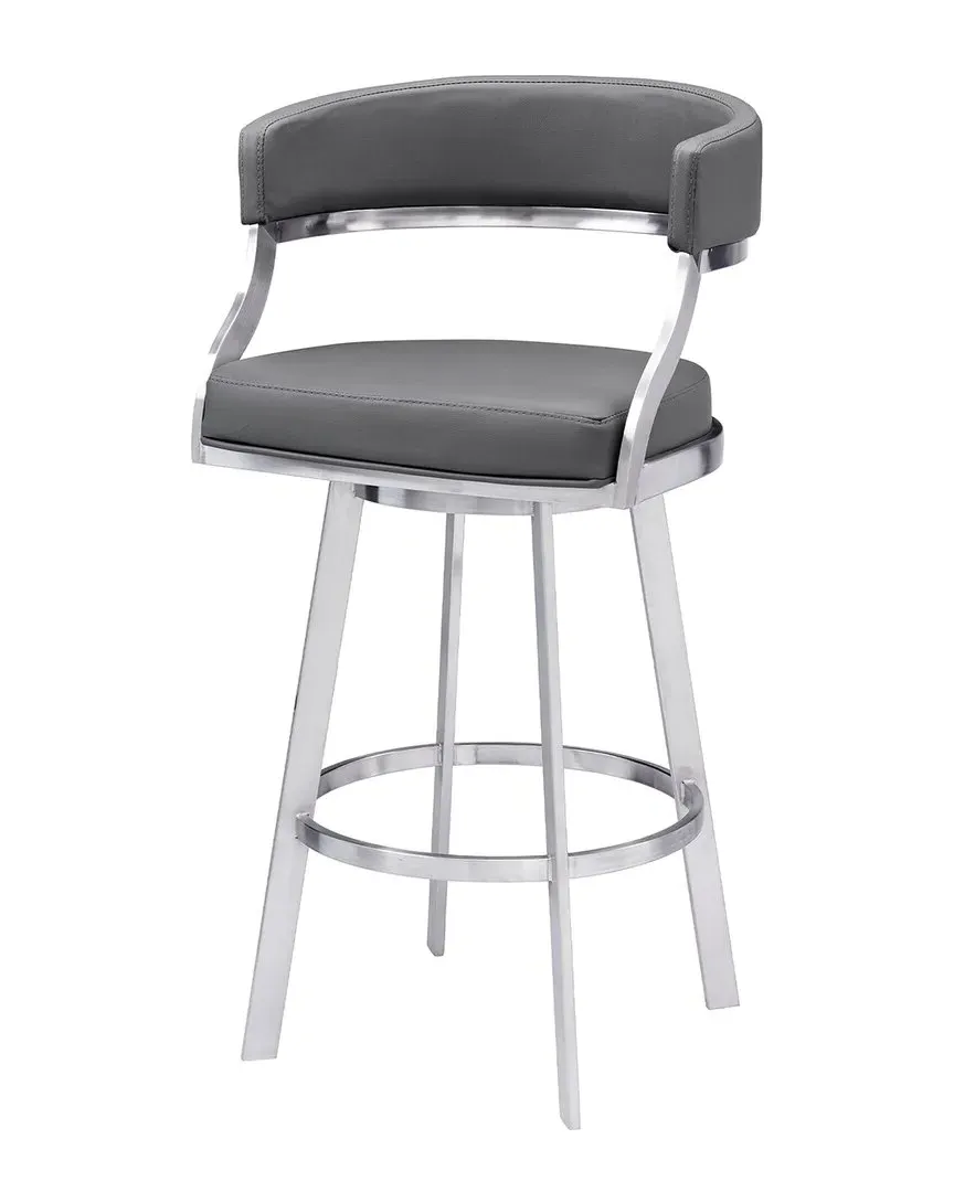 Dione 30" Bar Height Bar Stool - Grey, Faux Leather