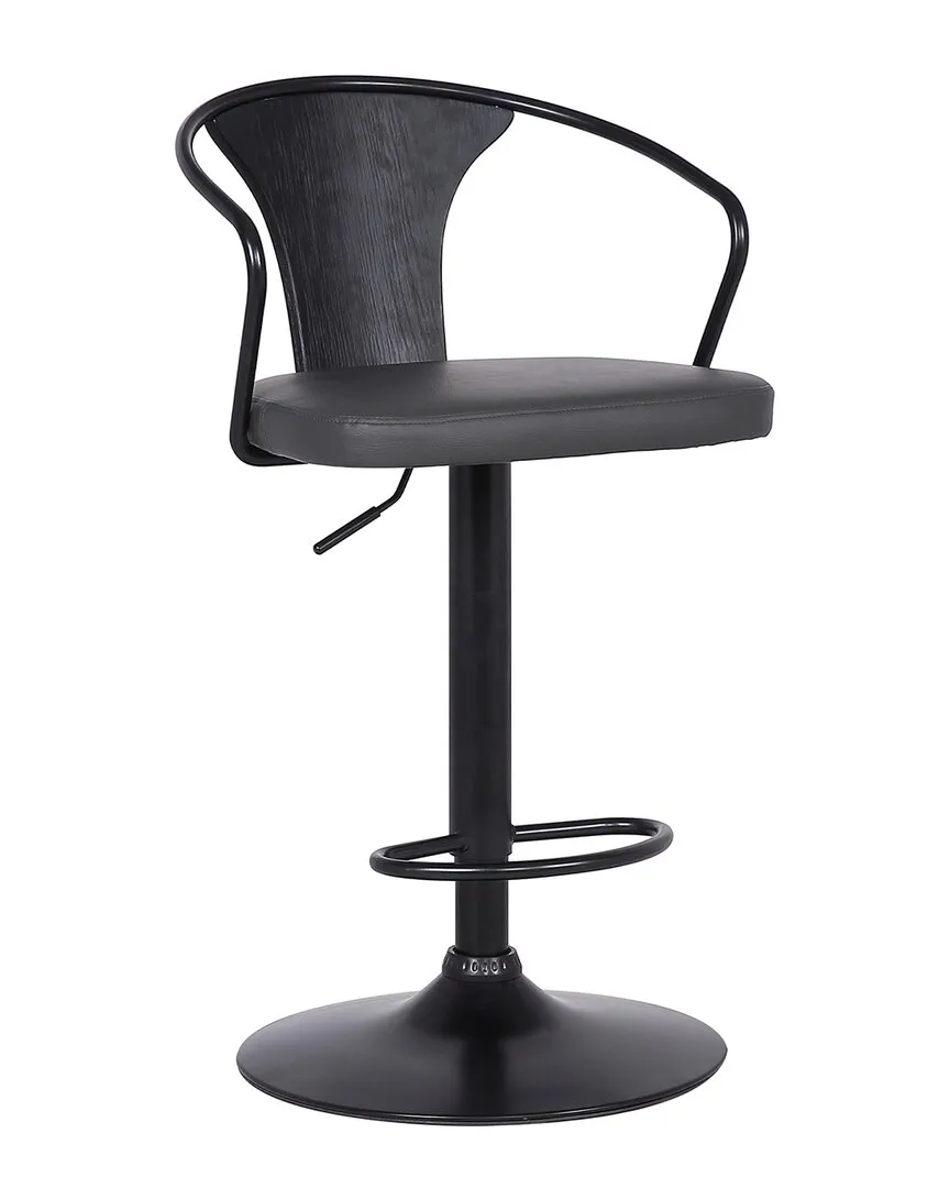 Eagle Adjustable Height Bar Stool - Grey, Faux Leather image