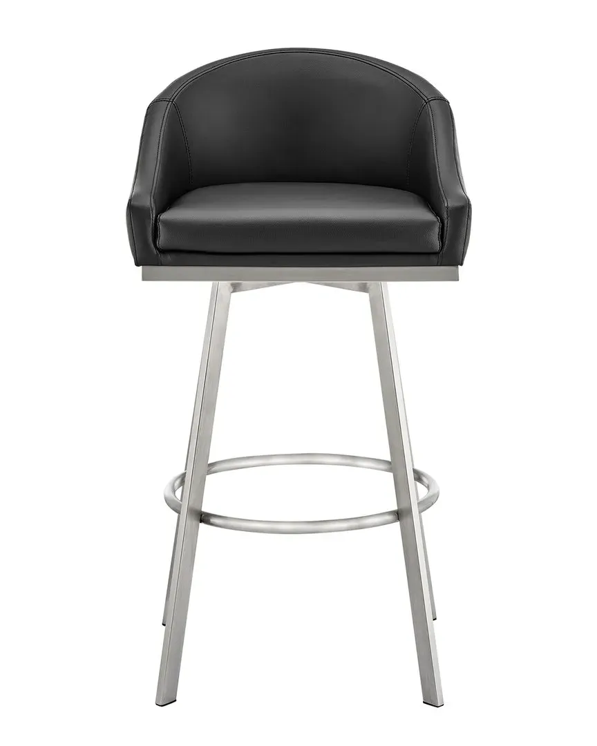 Eleanor 30in Swivel Bar Stool - Black, Faux Leather image