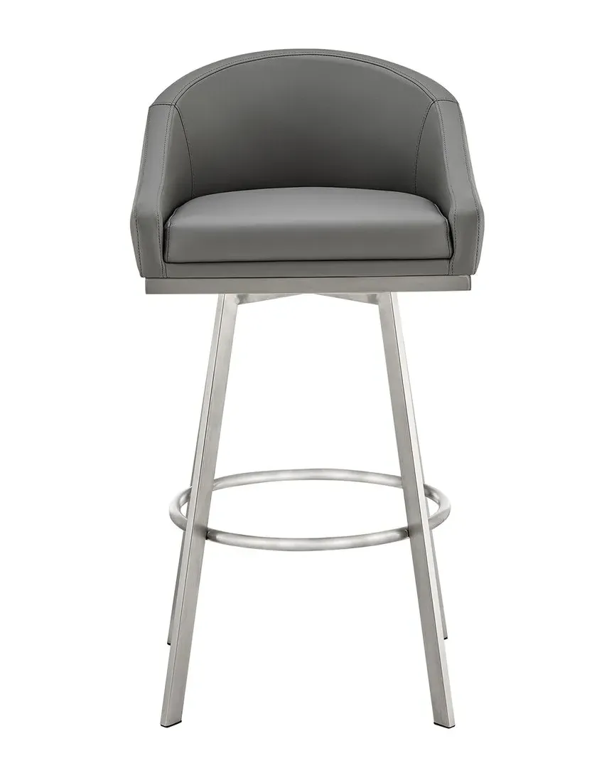Eleanor 30in Swivel Bar Stool - Grey, Faux Leather