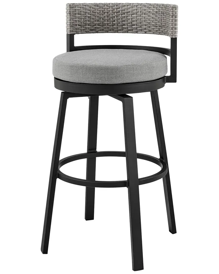Encinitas Counter Height Swivel Bar Stool - Black, Wicker image