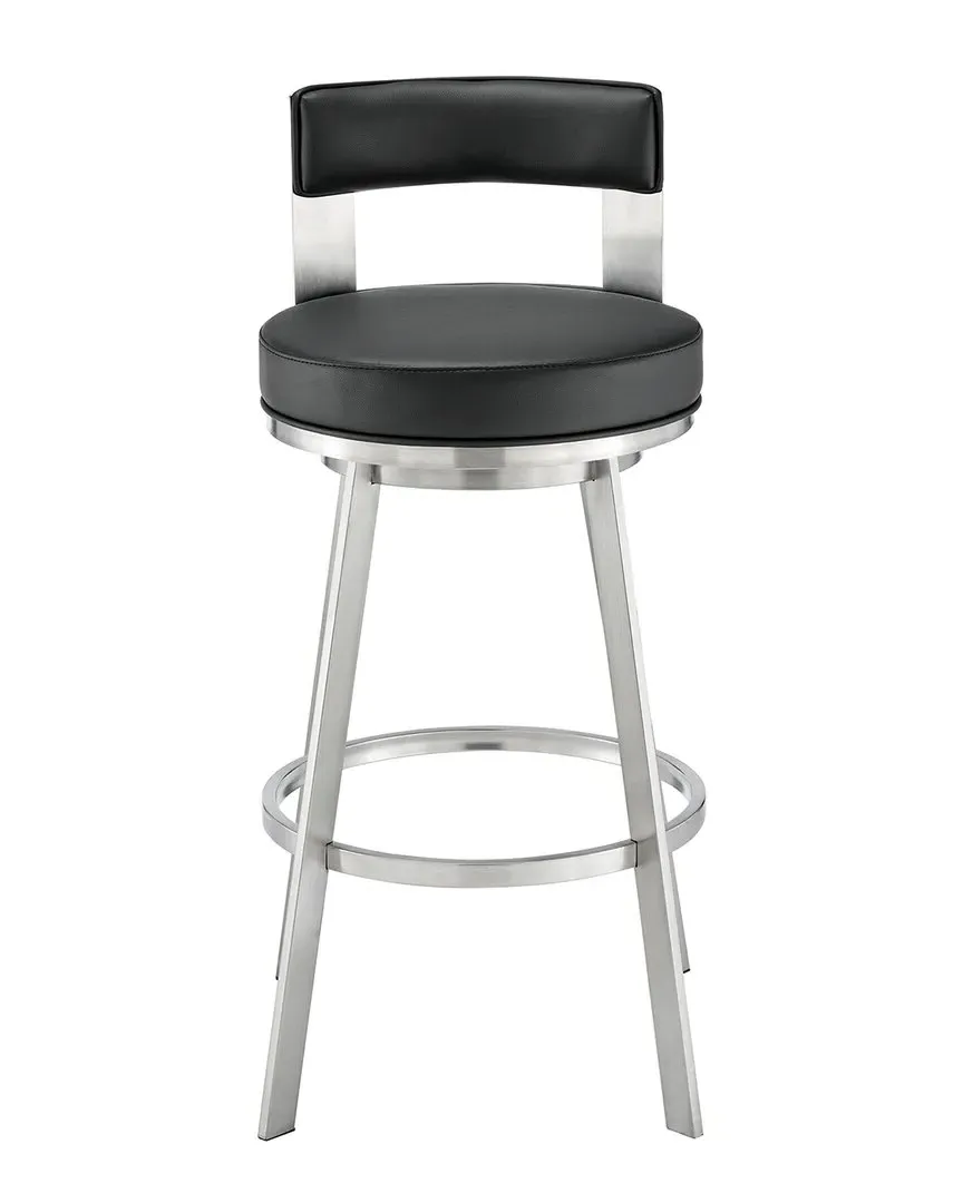 Flynn 26in Swivel Counter Stool - Black, Faux Leather