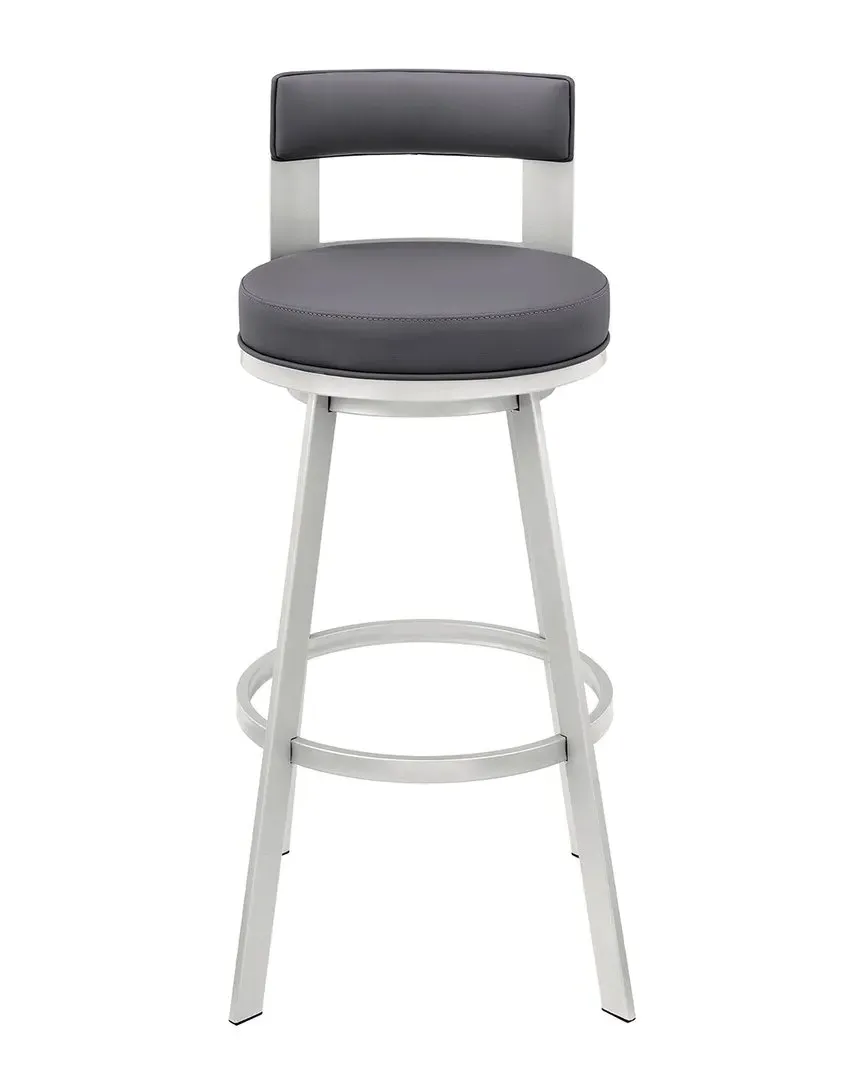 Flynn 26in Swivel Counter Stool - Silver, Faux Leather