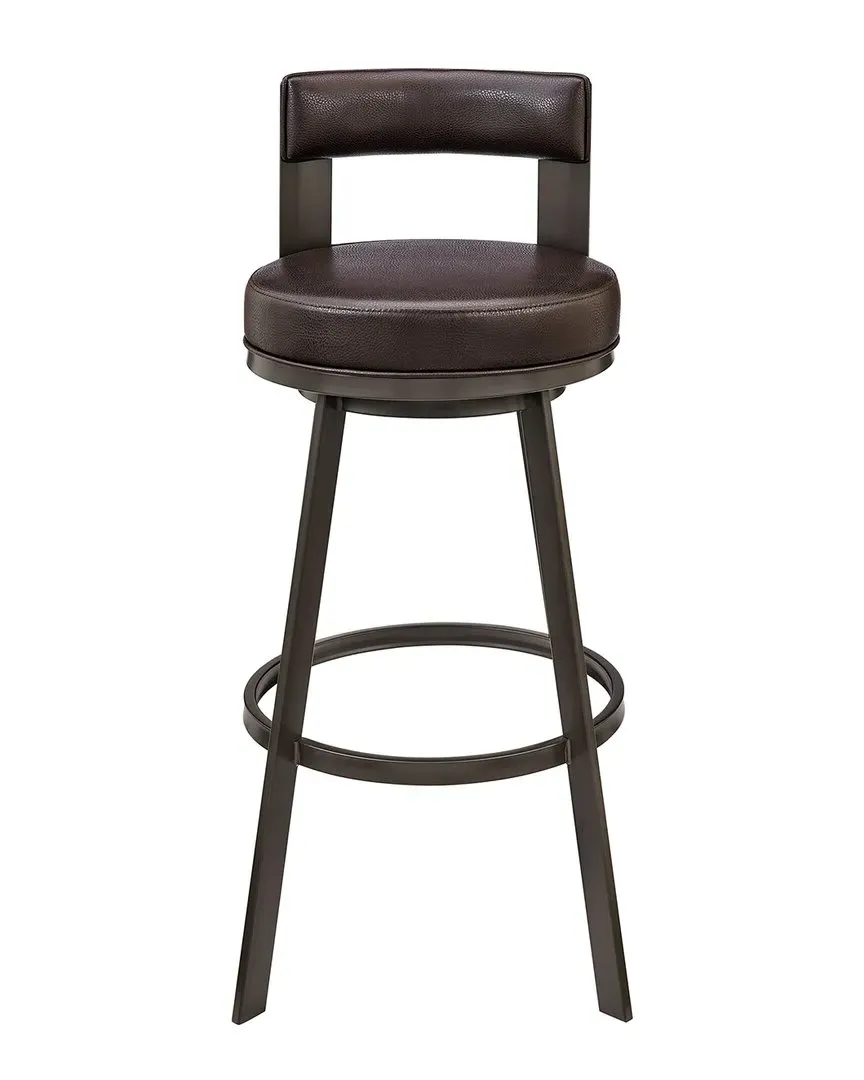 Flynn 30in Swivel Bar Stool - Brown, Faux Leather image