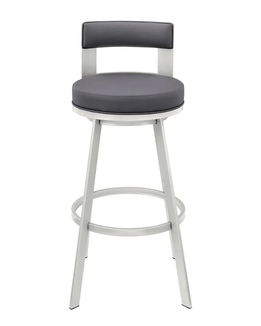 Flynn 30in Swivel Bar Stool - Gray, Faux Leather