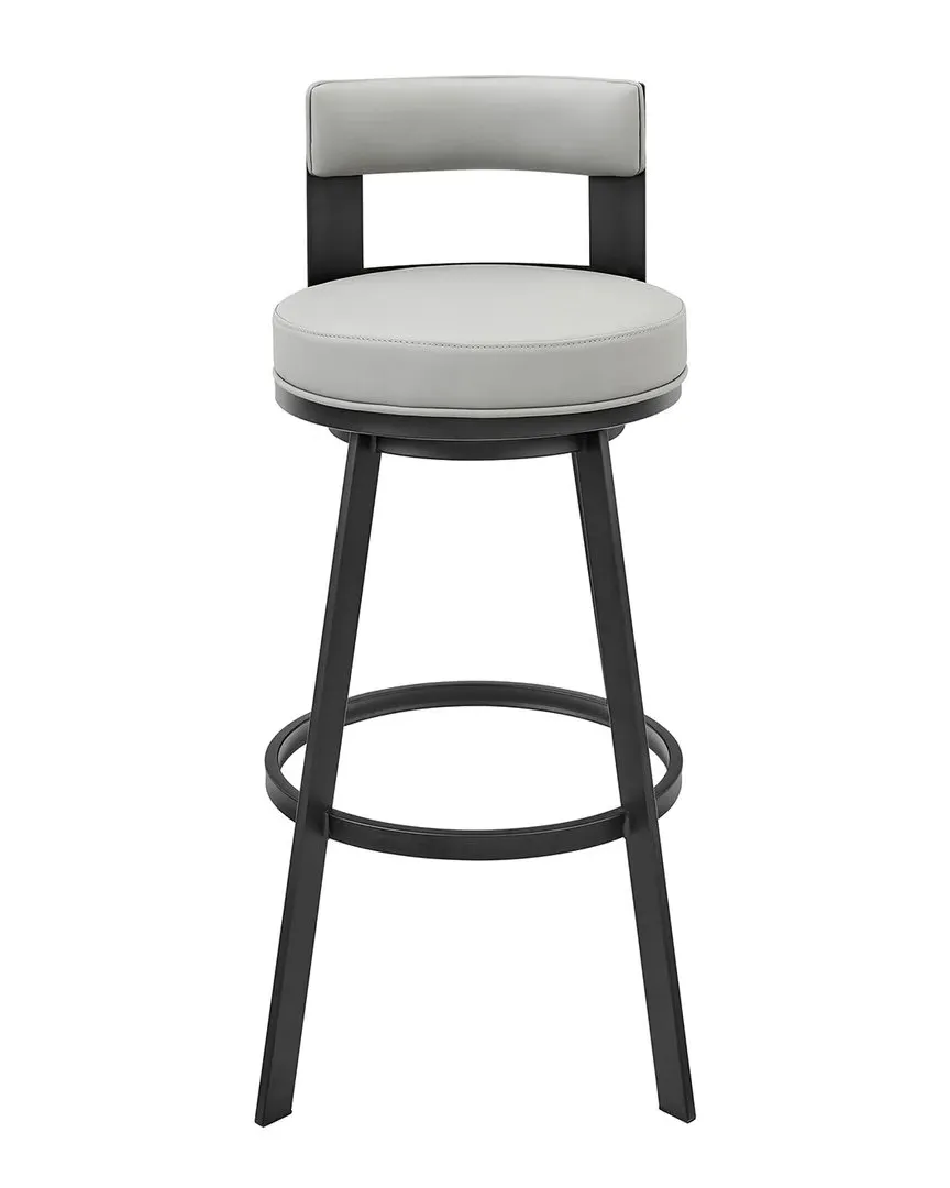 Flynn 30in Swivel Bar Stool - Grey, Faux Leather