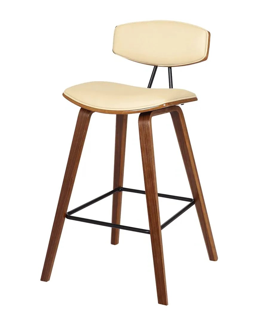 Fox Counter Height Bar Stool - Cream, Faux Leather