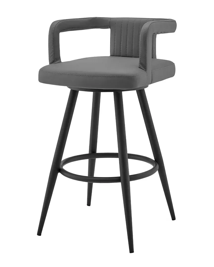 Gabriele 30in Swivel Bar Stool - Gray, Faux Leather