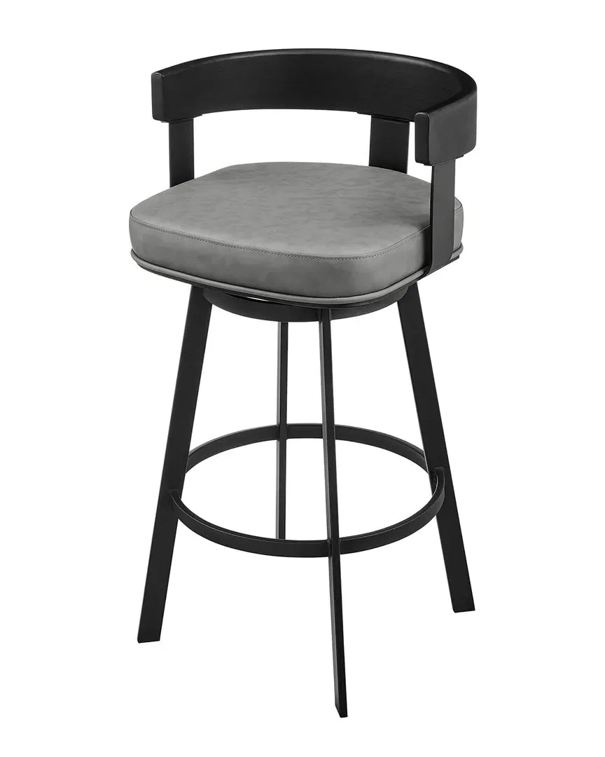 Idris 26in Swivel Counter Stool - Grey, Faux Leather
