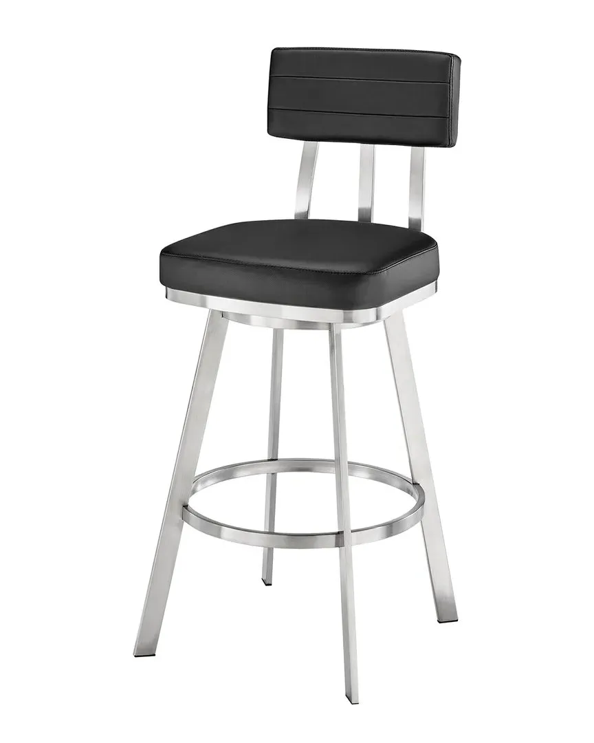 Jinab Swivel Bar Stool - Black, Faux Leather image