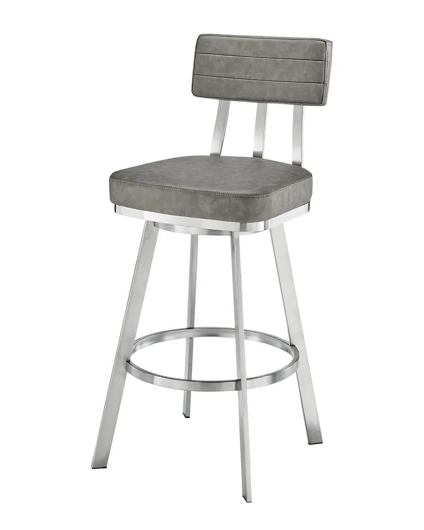 Jinab Swivel Bar Stool - Grey, Faux Leather
