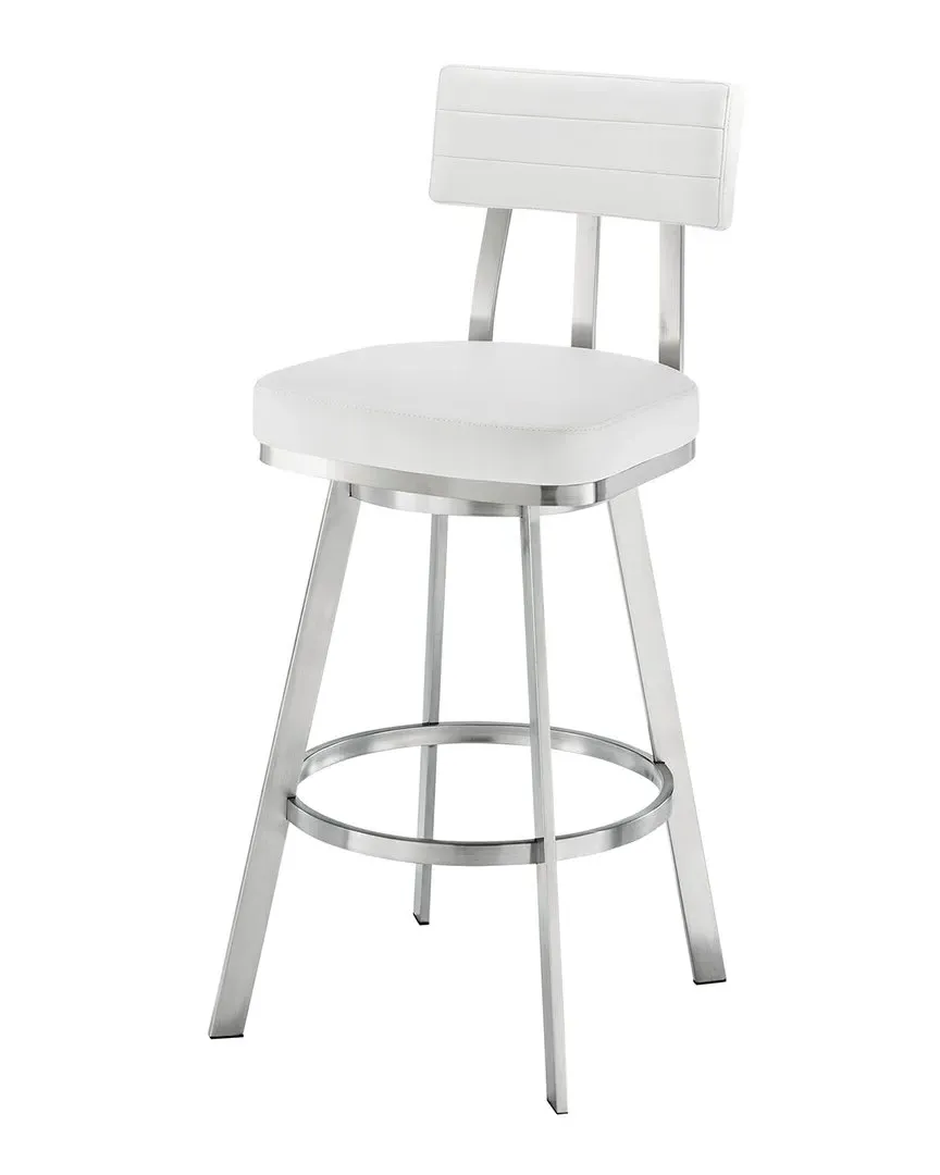 Jinab Swivel Counter Stool - White, Stainless Steel