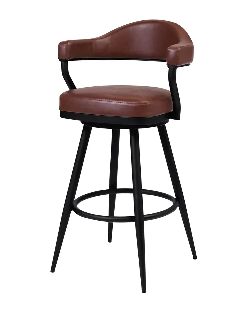 Justin 30" Bar Height Swivel Bar Stool - Brown, Faux Leather