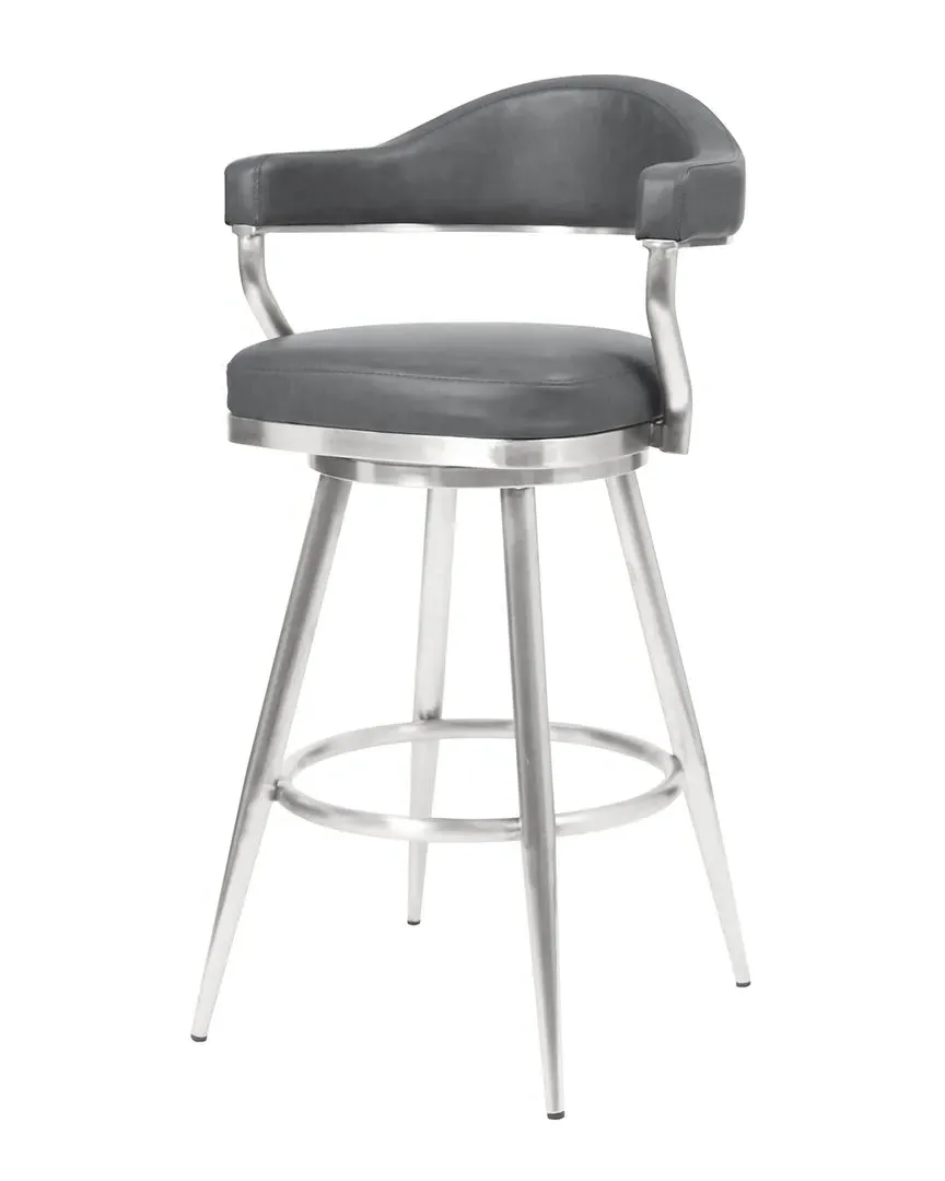 Justin 30" Bar Height Swivel Bar Stool - Grey, Faux Leather