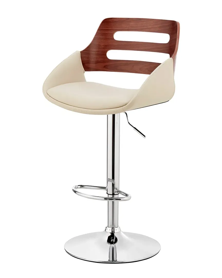 Karter Adjustable Bar Stool - Cream, Walnut Wood image
