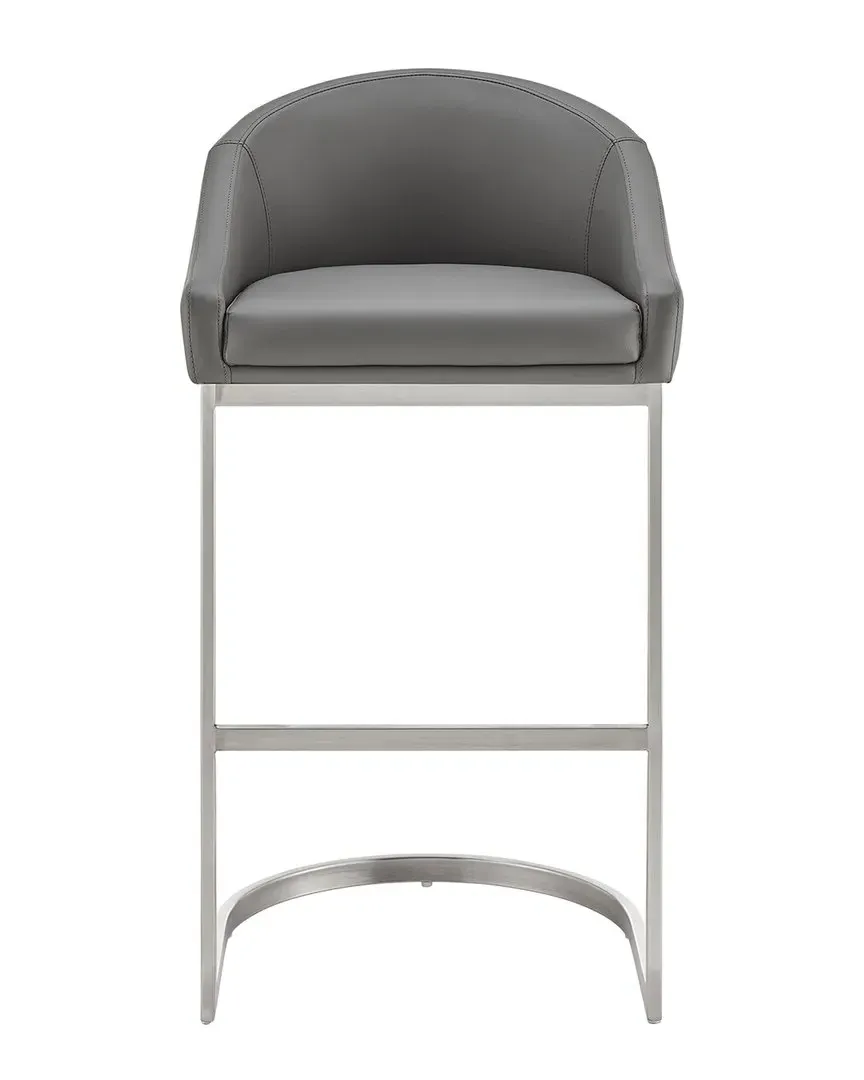 Katherine 30in Bar Stool - Grey, Faux Leather