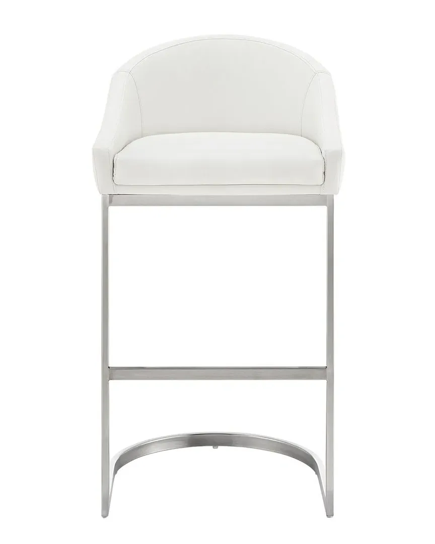 Katherine 30in Bar Stool - White, Faux Leather