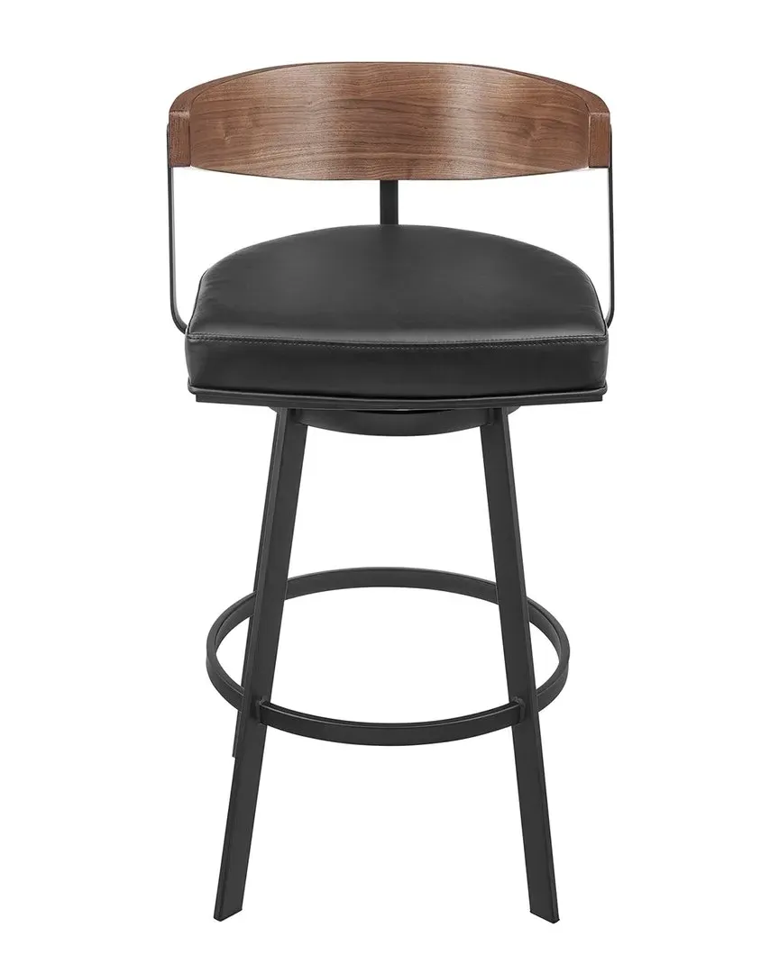 Lacey 30in Swivel Bar Stool - Black, Faux Leather image