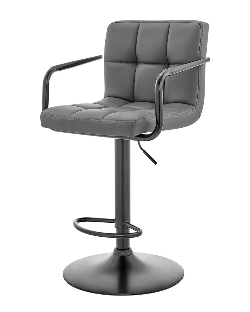 Laurant Adjustable Swivel Bar Stool - Gray, Faux Leather image