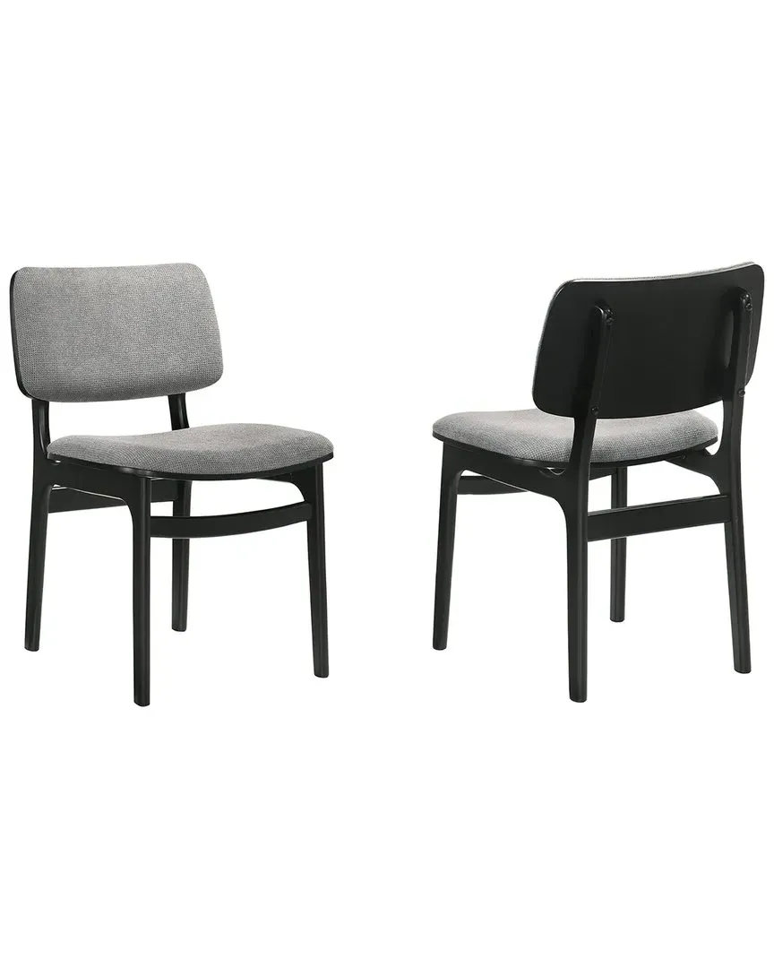 Lima Set of 2 Upholstered Wood Dining Chairs - Gray, Polyester image